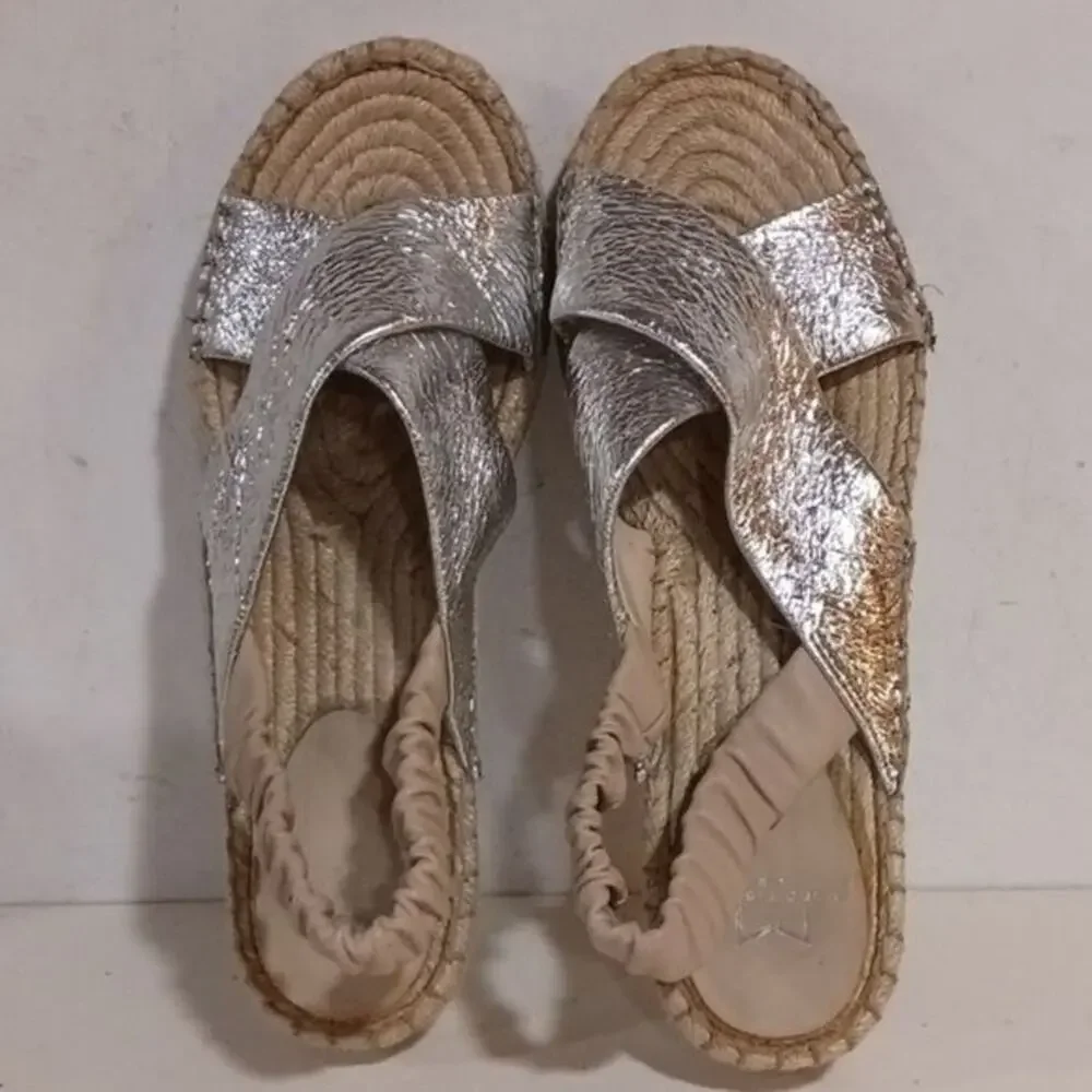 Marc Fisher silver metallic espadrilles sz 9.5